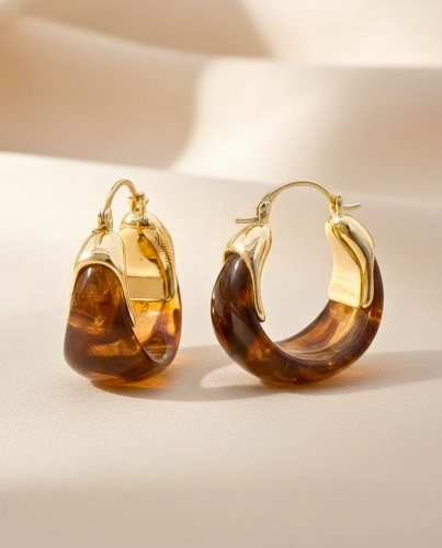 Przejdź do produktu Pozłacane Kolczyki Amber Hoop