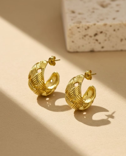 Przejdź do produktu Kolczyki plecione pozłacane