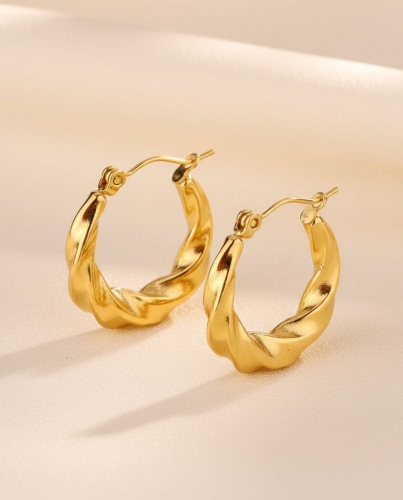 Przejdź do produktu Złote Kolczyki Twisted Hoops
