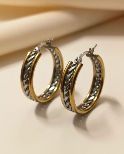 Przejdź do produktu Dwukolorowe Pozłacane Kolczyki Hoop