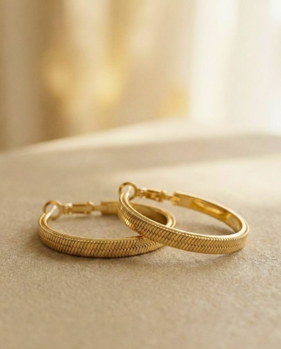 Przejdź do produktu Pozłacane Kolczyki Koła Herringbone