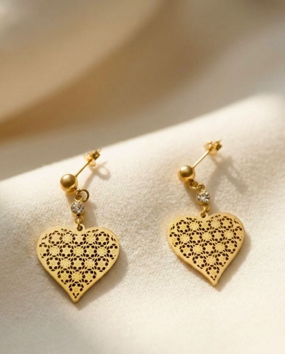 Przejdź do produktu Pozłacane Kolczyki Ażurowe Serca
