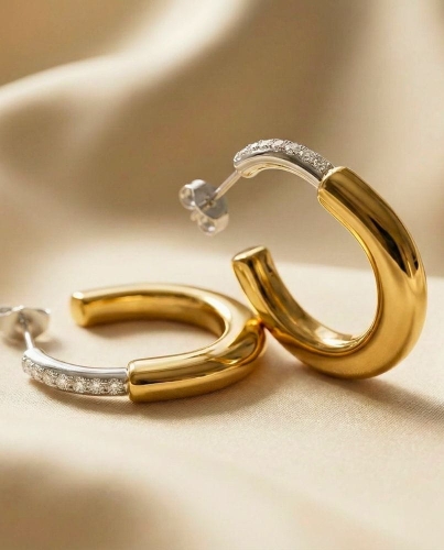 Przejdź do produktu Pozłacane dwukolorowe kolczyki