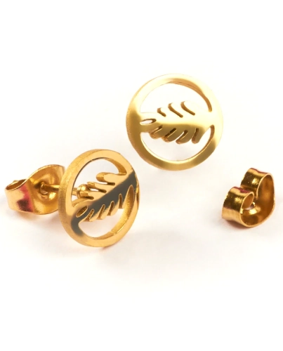 Przejdź do produktu Kolczyki sztyfty ze stali chirurgicznej liść laurowy